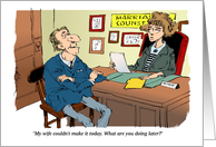 Humorous Will You Be My Date Cartoon Message from a Man card