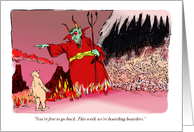 Amusing COVID 19 Hoarder Going to Hell Warning Cartoon card