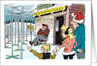 Cartoon Family Picking Out a Festivus Pole From the Lot From All of Us card