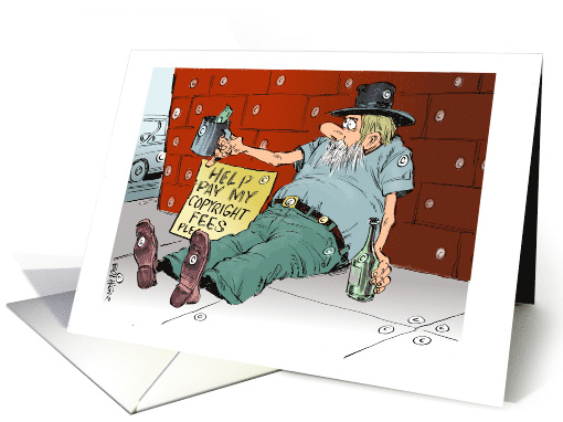 Blank Any Occasion Man Begging for Help to Pay Copyright Fees card