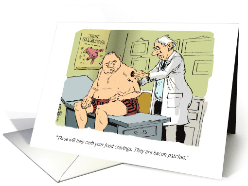 Congrats on Weight Loss to a Bacon Loving Man Cartoon card (1673484)
