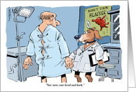 Cartoon Marking an Anniversary of Testicular Cancer Cure card