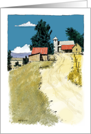 Blank Any Occasion Painting of a Hillside Farm card