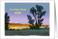 A Blank Serene Purple Sky and Note from Home Landscape card