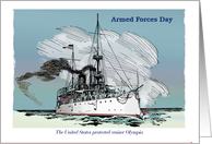 Armed Forces Day Birthday Remembrance with Old Warship card