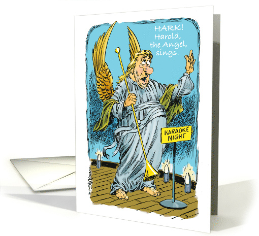 Heralding Christmas Cartoon with Angel and Trumpet card (1752858)
