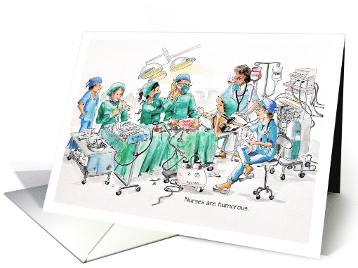 Nurses Day, Comedy of Scrub Nurse Sponging the Surgeon. card (1274544)