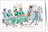 Nurses Day, Comedy of Scrub Nurse Sponging the Surgeon. card