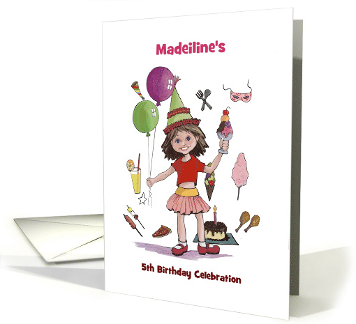 Young Girl's 5th Birthday Party Invitation card (1574524)