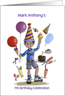 Young African-American Boy’s 7th Birthday Party Invitation card