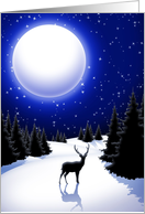 Lonely Deer on Peaceful Snowy Winter Landscape card