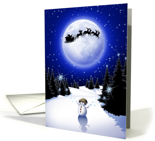 Magical Snowman on Full Moon Christmas Night card (1176402)