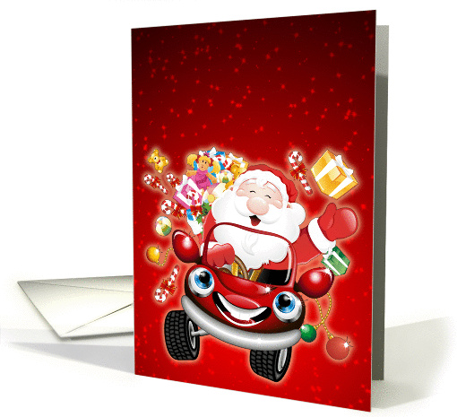 Happy Santa Claus on Car Cartoon card (1177446)