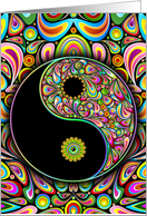 Blank Note Card, Yin and Yang Psychedelic Art Symbol card