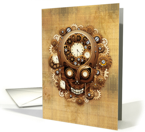 Blank Note Card, Steampunk Skull Vintage Style Design card (1190090)