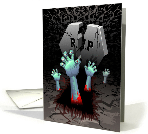 Halloween Zombie Hands on Cemetery card (1463216)