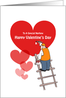 Valentine’s Day Nephew Cards, Red Hearts, Painter Cartoon card