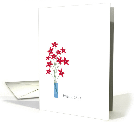 Bonne Fte for French Name Day Cards Red Flowers card (1235430)