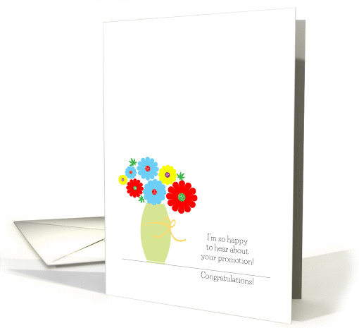 Congratulations Promotion Cards, cute colorful flowers in vase card