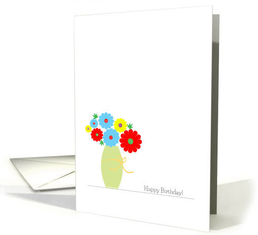 Flowers Birthday Cards, Cute Colorful Flowers In A Vase card (1245306)