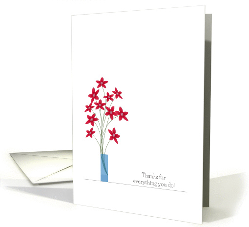 Admin Professionals Day Cards, Red Flowers In A Vase card (1247354)