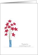 Admin Professionals Day Cards, Red Flowers In A Vase card