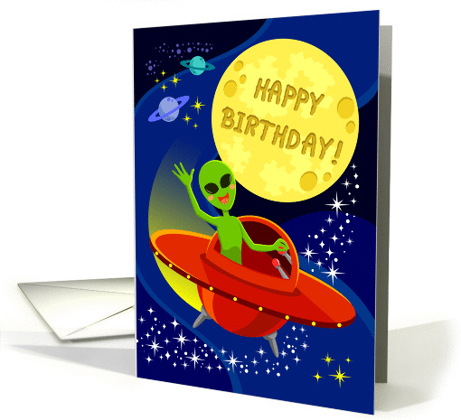 birthday card - alien in space card (1361426)