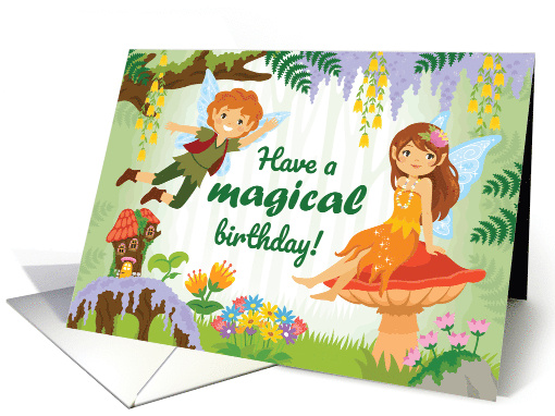 Magical Birthday Card With Fairies in the Forest card (1690572)