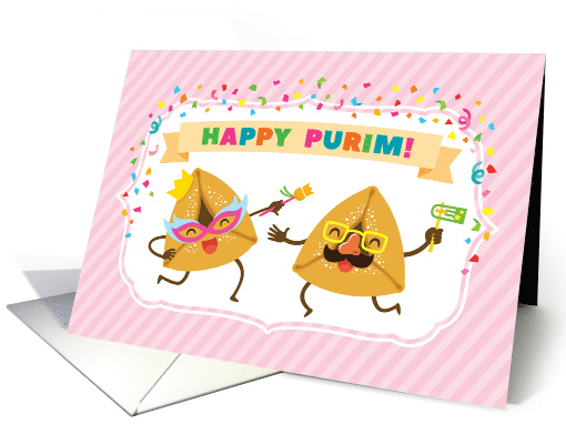 Funny Happy Purim Card with Dancing Hamantaschen Cookies card