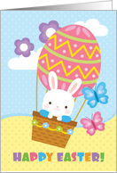 Happy Easter Card with Easter Bunny in an Easter Egg Balloon card