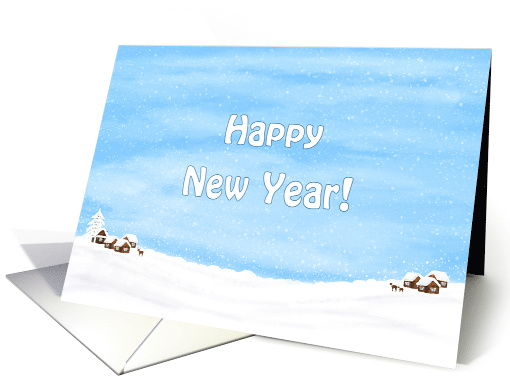 Happy New Year Small Village Rustic Style card (1196656)