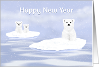 Happy New Year Three Polar Bears card