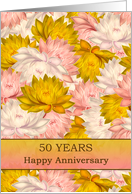 50 Years Happy Anniversary Yellow and Pink Flowers card