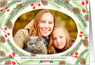 Pine & Holly Custom Photo Holiday Card