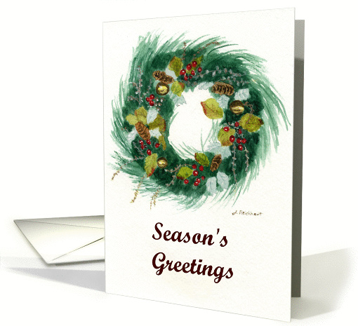 Holiday Wreath Season's Greetings Christmas card (1219666)