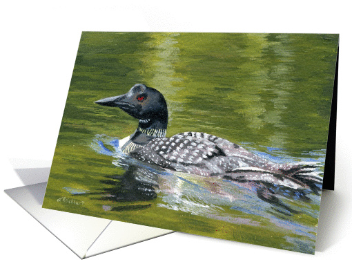 Beautiful Swimming Loon on the lake All Occasion note card (1406292)