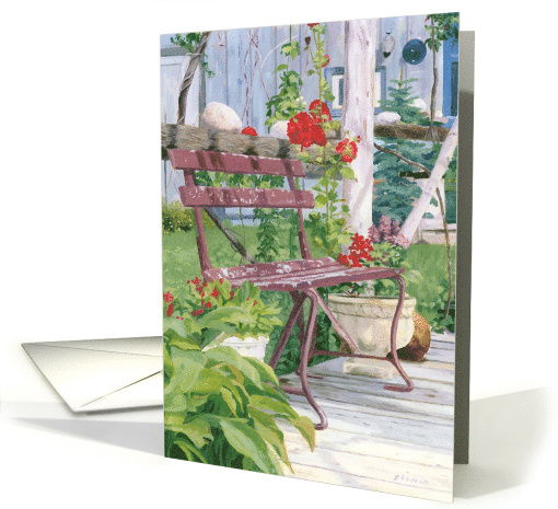 Pretty Garden Bench blank note card (1516232)