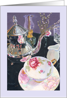 Formal Tea China and Silver Mom Birthday card