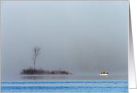 Happy Birthday -- Fisherman in Early Morning Fog card