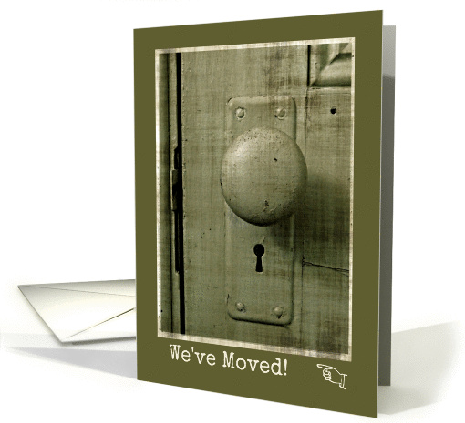 We've Moved -- Vintage Olive Green Door and Door Knob card (1275714)