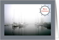 Sailboats in the Fog - Merry Christmas - Nautical - Gray Tones card