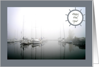 Sailboats in the Fog - Happy New Year - Nautical - Gray Tones card