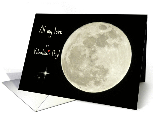 Love - Valentine's Day - Full Moon - Black Sky - Stars card (1352816)