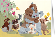 Warm Fuzzy Bunny Family for Easter card