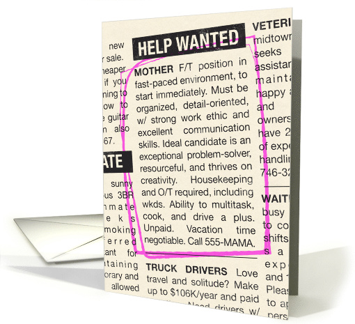 HELP WANTED: MOTHER Congrats to New Mom card (1465696)