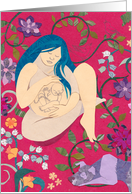 Pregnant Among Flowers with Dog for Mother-to-Be on Mother’s Day card