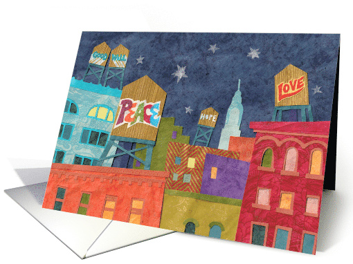 City Holiday Wishes of Peace, Love, Good Will & Hope card (1549058)