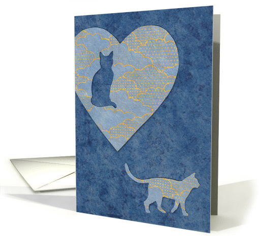 Cat-shaped Hole in Blue Heart in Sympathy Loss of Cat card (1550350)