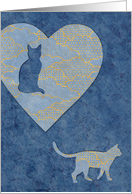 Cat-shaped Hole in Blue Heart in Sympathy Loss of Cat card