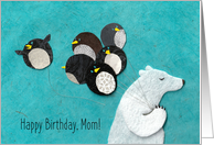 Polar Bear and Penguin Birthday Balloons for Mom card